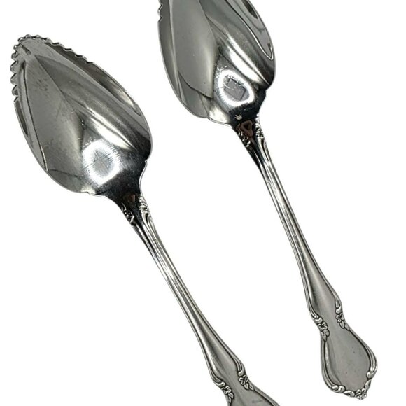 2 Oneida Craft Chateau Grapefruit Spoon Fruit Floral Stainless Steel Vintage - Picture 5 of 5